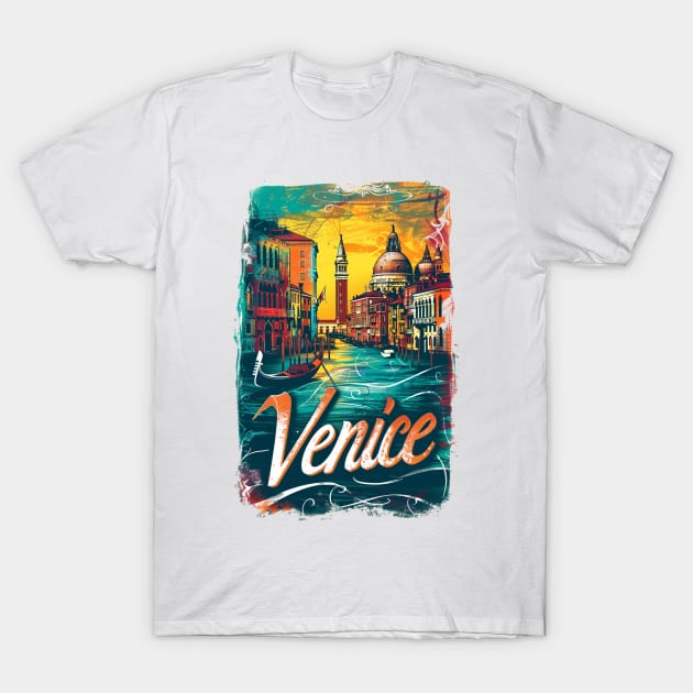 Venice Retro Italy poster T-Shirt by GreenMary Design